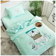 Детский комплект постельного белья Mency MCd-004 Сатин жатка, 1,5 спальный, наволочка 50х70, Кот в шляпе