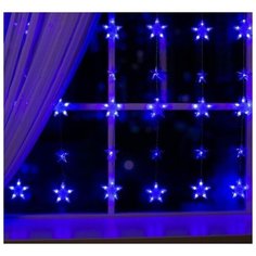 Гирлянда "Бахрома" 2.4 х 0.9 м с насадками "Звёздочки", IP20, прозрачная нить, 186 LED, свечение синее, 8 режимов, 220 В Luazon Lighting