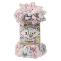 Пряжа Alize Puffy Color, 100 г, 9 м, 5 шт., 5864 розово-серо-белый