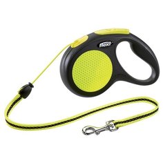 Flexi Поводок-рулетка, трос 5 метров, для собак до 20кг, Flexi New Neon M Cord