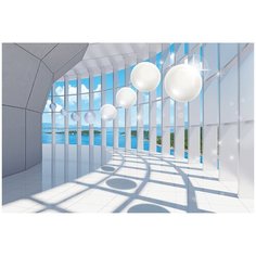 Фотообои 3D Тоннель с белыми шарами/ Красивые стильные обои на стену в интерьер комнаты/ 3Д расширяющие пространство/ На кухню в спальню детскую зал гостиную прихожую/ размер 400х270см/ Флизелиновые