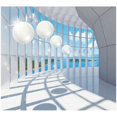 Фотообои 3D Тоннель с белыми шарами/ Красивые уютные обои на стену в интерьер комнаты/ 3Д расширяющие пространство/ На кухню в спальню детскую зал гостиную прихожую/ размер 300х270см/ Флизелиновые