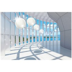 Фотообои 3D Тоннель с белыми шарами/ Красивые уютные обои на стену в интерьер комнаты/ 3Д расширяющие пространство/ На кухню в спальню детскую зал гостиную прихожую/ размер 400х270см/ Флизелиновые