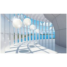 Фотообои 3D Тоннель с белыми шарами/ Красивые уютные обои на стену в интерьер комнаты/ 3Д расширяющие пространство/ На кухню в спальню детскую зал гостиную прихожую/ размер 300х180см/ Флизелиновые