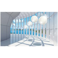 Фотообои 3D Тоннель с белыми шарами/ Красивые стильные обои на стену в интерьер комнаты/ 3Д расширяющие пространство/ На кухню в спальню детскую зал гостиную прихожую/ размер 300х180см/ Флизелиновые