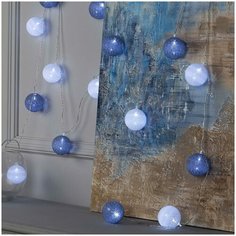 Гирлянда "Нить" 5 м с насадками "Клубки снежные", IP20, прозрачная нить, 20 LED, свечение белое, фиксинг, 220 В Luazon Lighting