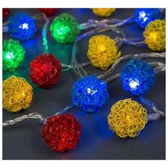 Гирлянда "Нить" 4 м с насадками "Шарик проволока", IP20, прозрачная нить, 20 LED, свечение мульти, 8 режимов, 220 В Luazon Lighting