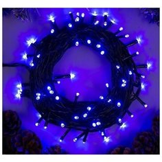 Гирлянда "Нить" 10 м , IP20, тёмная нить, 100 LED, свечение синее, 8 режимов, 220 В Luazon Lighting