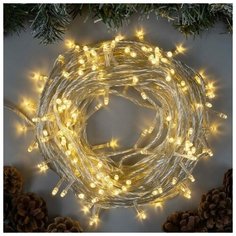 Гирлянда "Нить" 20 м , IP20, прозрачная нить, 200 LED, свечение тёплое белое, 8 режимов, 220 В Luazon Lighting