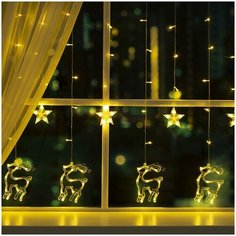 Гирлянда "Бахрома" 2.4 х 0.9 м с насадками "Олень", IP20, прозрачная нить, 138 LED, свечение тёплое белое, 8 режимов, 220 В Luazon Lighting