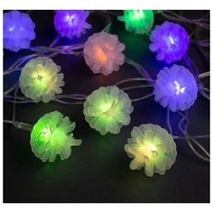 Гирлянда "Нить" 5 м с насадками "Шишки сосновые", IP20, прозрачная нить, 20 LED, свечение мульти, мигание, 220 В Luazon Lighting