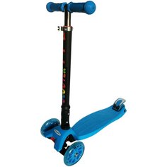 Самокат SCOOTER трёхколёсны со светящимися колёсами и складным рулём однотонный