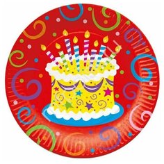 Пати Бум Тарелки бумажные Торт яркий 23 см 6 шт Патибум