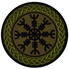 Нашивка (шеврон, патч) на липучке, Стежкофф, "Шлем ужаса ", 8 см, оливковый, 1 штука