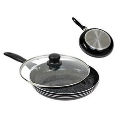 EB-766 сковорода черный мрамор С крышкой 24 см Edenberg