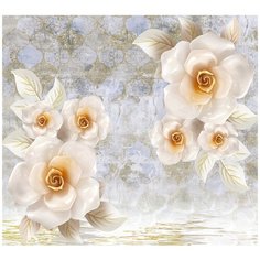 Фотообои DIVINO Бежевые цветы на узорном фоне 300х270