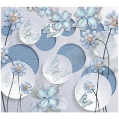 Фотообои DIVINO/T коллекцияГолубые цветы на кругах 300х270