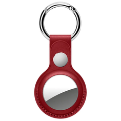 Брелок для AirTag Deppa, экокожа, с кольцом для ключей, красный
