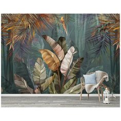 N01704 Фотообои Флизелиновые с виниловым покрытием Природа Джунгли Тропики Листья 400х270 см Barton Wallpapers