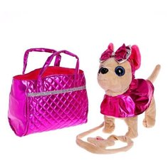 Интерактивная мягкая плюшевая игрушки для малышей и детей собачка на поводке CH Toys