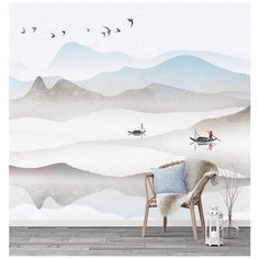 N02003 Фотообои Флизелиновые с виниловым покрытием Природа Акварель Горы 300х270 см Barton Wallpapers