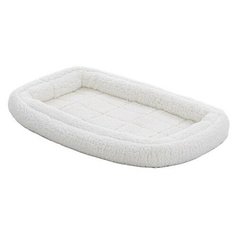Лежак для собак и кошек MidWest Double Bolster флисовая с двойным бортом 61х36 см см белая