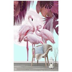 N02102 Фотообои Флизелиновые с виниловым покрытием Природа Фламинго 200х270 см Barton Wallpapers