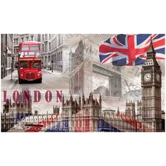 Фотообои Коллаж с Лондоном/ Красивые уютные обои на стену в интерьер комнаты/ 3Д расширяющие пространство/ На кухню в спальню детскую зал гостиную прихожую/ размер 300х180см/ Флизелиновые