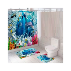 Комплект штора и 2 коврика для ванной комнаты "Океан-3" Santrade