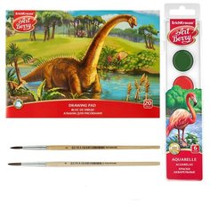 Набор для рисования ErichKrause (акварель): Альбом для рисования А4, акварель 6 цветов, кисть белка № 2, кисть белка № 4