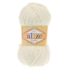 Пряжа Alize Softy (Софти) 62 светло-молочный 100% микрополиэстер 50г 115м 5шт