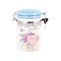 Банка д/сып.продуктов 850мл п/уп c клипсой Букет ZFC038-37 Коралл