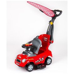 Толокар машинка-каталка "Barty" 321АС (цвет красный) ручка+ограждение +крыша