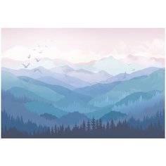 Фотообои Закат в горах/ Красивые уютные обои на стену в интерьер комнаты/ 3Д расширяющие пространство/ На кухню в спальню детскую зал гостиную прихожую/ размер 400х270см/ Флизелиновые