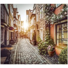 Фотообои Улочка Европа/ Красивые уютные обои на стену в интерьер комнаты/ 3Д расширяющие пространство/ На кухню в спальню детскую зал гостиную прихожую/ размер 300х270см/ Флизелиновые