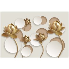 Фотообои DIVINO/T коллекцияЗолотые цветы на бежевом фоне 400х270