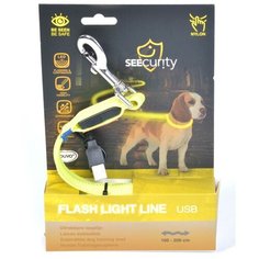 Поводок для собак светящийся с амортизатором DUVO+ 200см/25мм, нейлон, жёлтый (Бельгия)