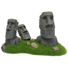Декорация для аквариума AQUA DELLA "Статуи Моаи", серый, 21x12x13см (Бельгия)