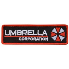 Нашивка (шеврон, патч) на липучке, Стежкофф, "Umbrella corporation ", красный кант, 12,5х3,8 см, 1 штука
