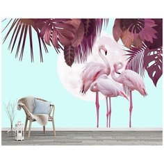 N02104 Фотообои Флизелиновые с виниловым покрытием Природа Фламинго 400х270 см Barton Wallpapers