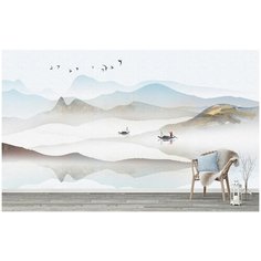 N02005 Фотообои Флизелиновые с виниловым покрытием Природа Акварель Горы 500х270 см Barton Wallpapers