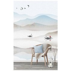 N02002 Фотообои Флизелиновые с виниловым покрытием Природа Акварель Горы 200х270 см Barton Wallpapers