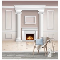 M01303 Фотообои Флизелиновые с виниловым покрытием Поверхности Камин 300х270 см Barton Wallpapers