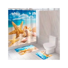 Комплект штора и 2 коврика для ванной комнаты "Пляж-4" Santrade