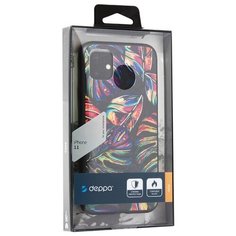 Чехол-накладка закаленное стекло Deppa Glass Case D-87259 для iPhone 11 (6.1") 2.0мм Листья