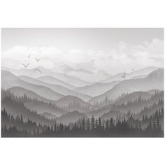 Фотообои Горы в серых тонах/ Красивые уютные обои на стену в интерьер комнаты/ 3Д расширяющие пространство/ На кухню в спальню детскую зал гостиную прихожую/ размер 400х270см/ Флизелиновые