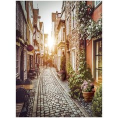 Фотообои Улочка Европа/ Красивые уютные обои на стену в интерьер комнаты/ 3Д расширяющие пространство/ На кухню в спальню детскую зал гостиную прихожую/ размер 200х270см/ Флизелиновые