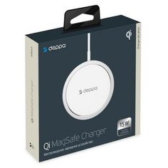 Беспроводное зарядное устройство Deppa Qi MagSafe Charger (D-24012) для Apple iPhone 15W Белый