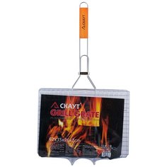 Решетка для гриля 35х26х2 см с деревянной ручкой скаут 0703