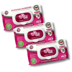 Reva Care Влажные салфетки/ антибактериальные салфетки/ салфетки влажные Reva Care 72 шт, 72 шт., 3 уп.